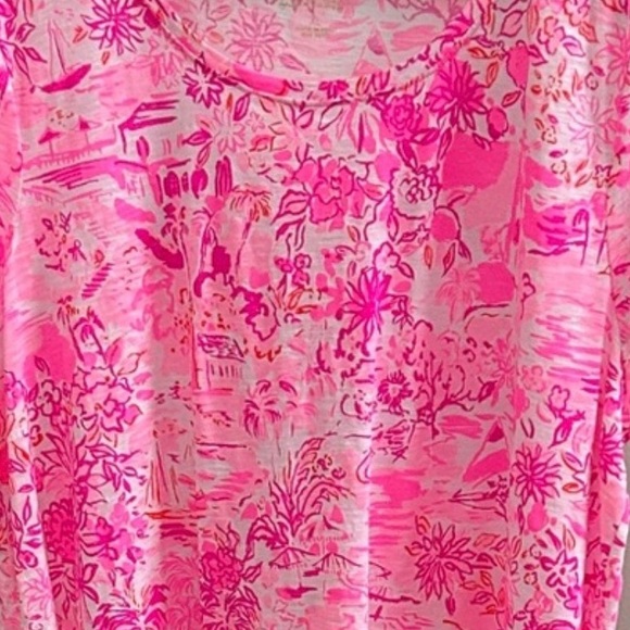 Lilly Pulitzer “Peony Pink Seaside Scene" Etta scoop tee XL - Picture 4 of 4